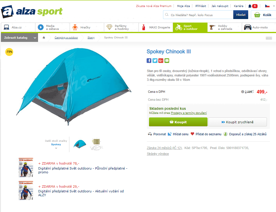 Stan pro 3 osoby Spokey Chinook III
