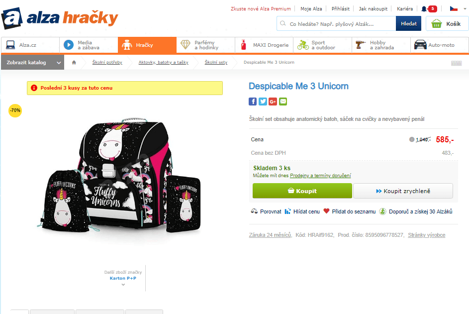 Školní set Karton P+P Despicable Me 3 Unicorn
