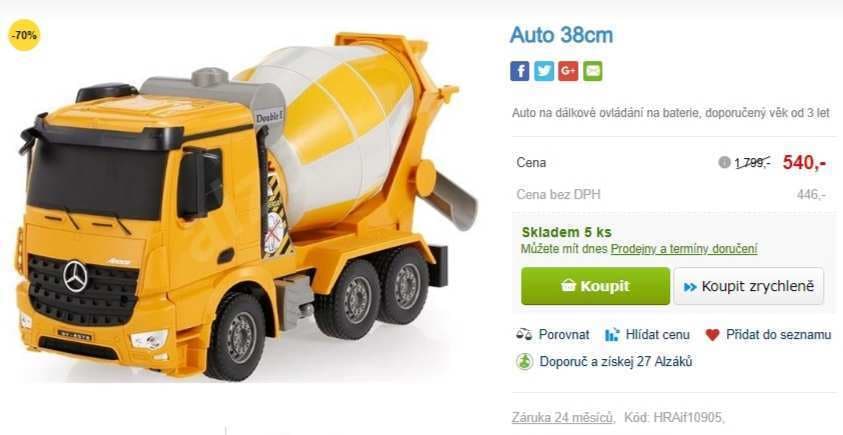 Náklaďák na dálkové ovládání, 38cm