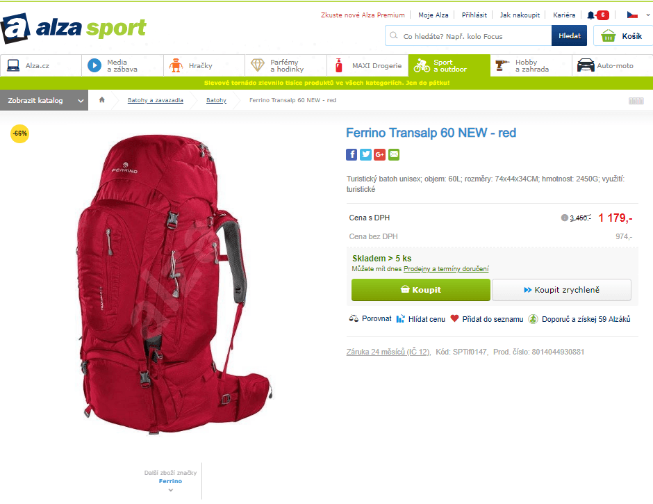 Turistický batoh Ferrino Transalp 60l
