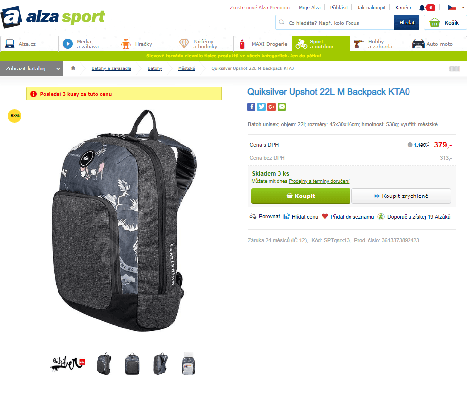 Městský batoh Quiksilver Upshot 22l