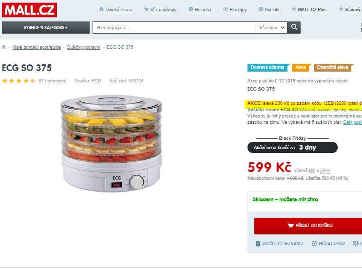 Sušička ovoce ECG SO 375