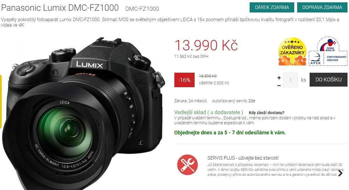 Lumix FZ1000, 20,1MPx, 16x zoom, Leica