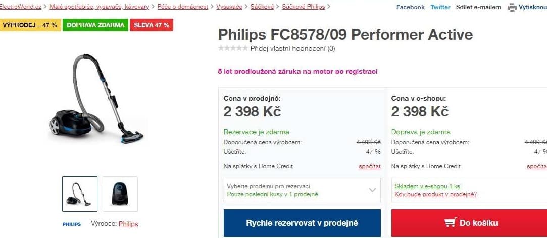 Sáčkový vysavač  Philips Performer Active