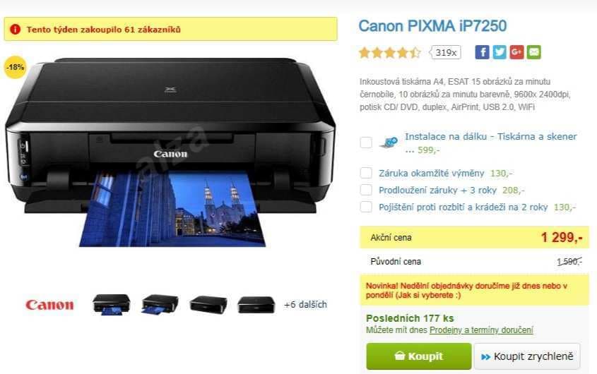 Barevná ink. tiskárna Canon, Wifi