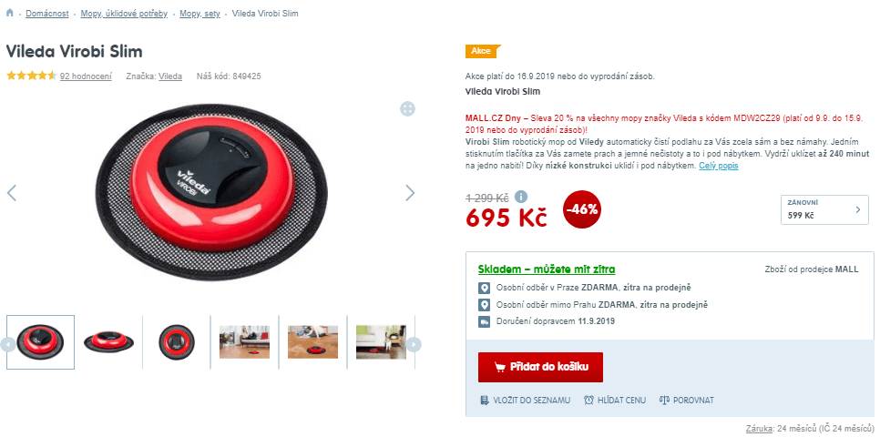 Robotický vysavač Vileda Virobi Slim 