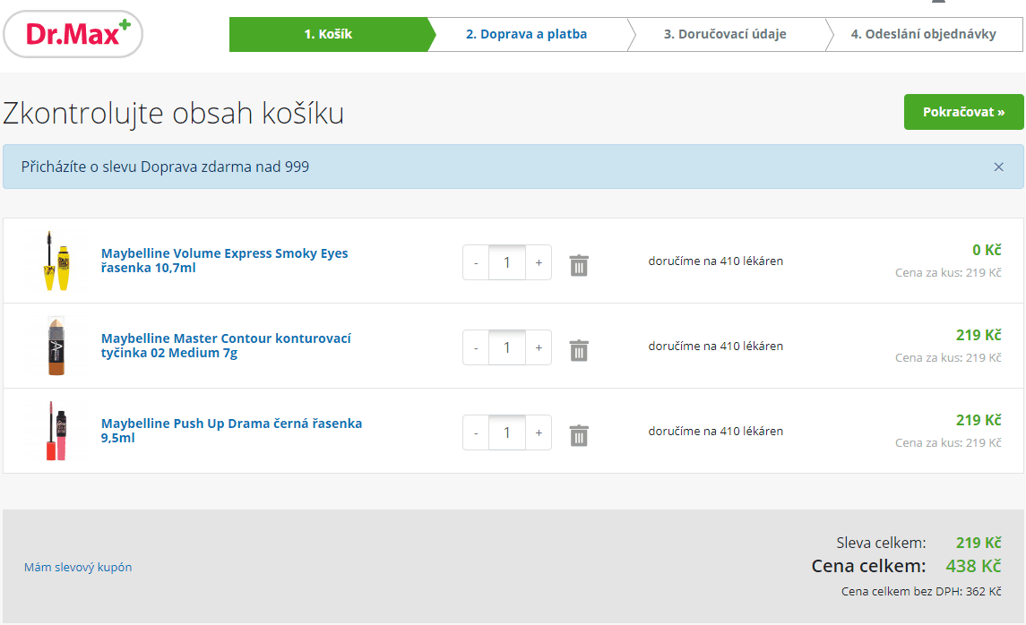 2+1 zdarma na značku Maybelline