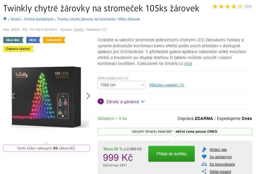 Chytré LED žárovky na stromeček Twinkly, 105