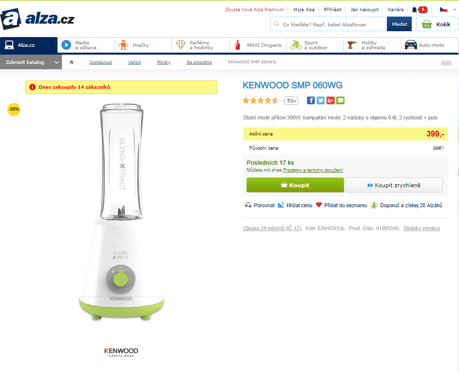 Smoothie mixér Kenwood, 2x 0,6l, 300W