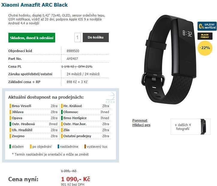 Chytrý náramek Xiaomi Amazfit ARC Black