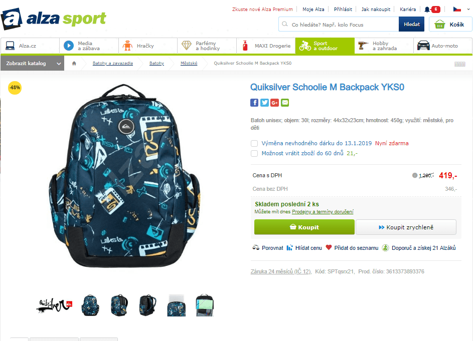 Batoh Quiksilver Schoolie 30 litrů
