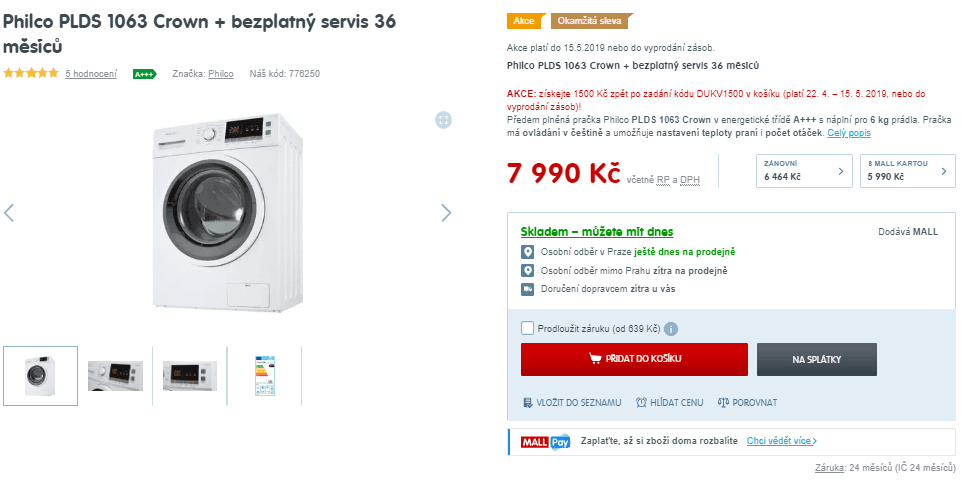 Philco, 6kg, 1000 ot., A+++, 47 cm