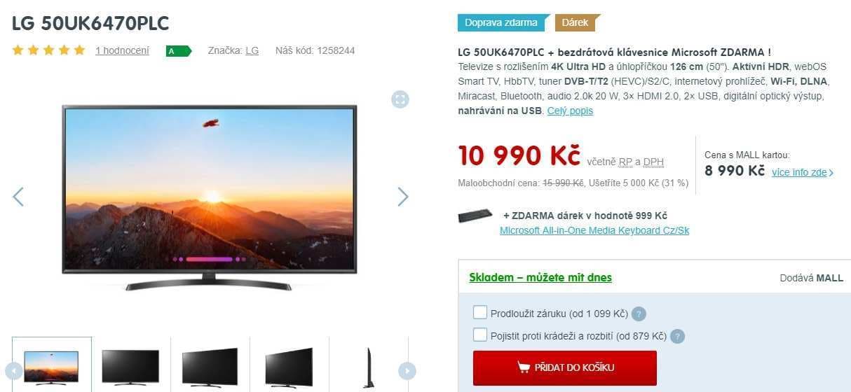 Ultra HD TV, HDR, Smart, 126 cm, LG