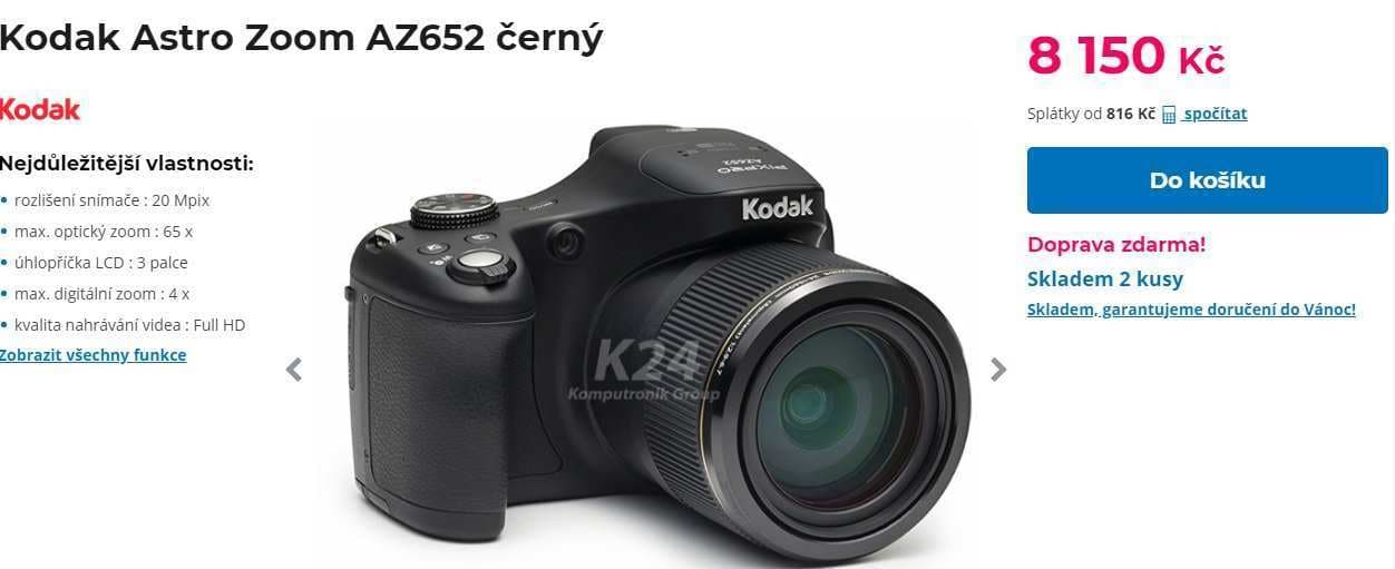 Kodak Astro, 20Mpx, 64x zoom, stabilizace