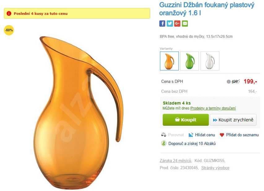 Plastový džbán Guzzini 1,6 litru
