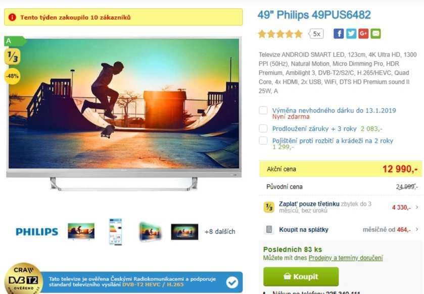 Ultra HD TV, HDR, Smart, 123cm, Philips