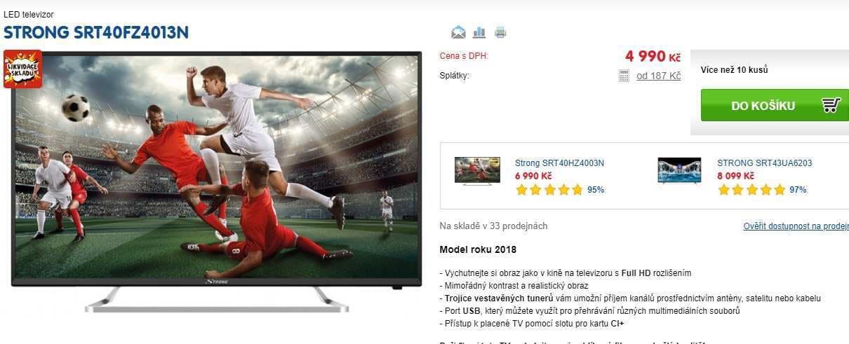 Full HD LED TV, 101 cm, T2, Strong