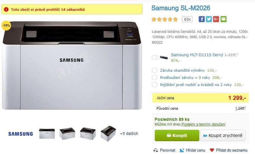 ČB laserová tiskárna Samsung SL-M2026