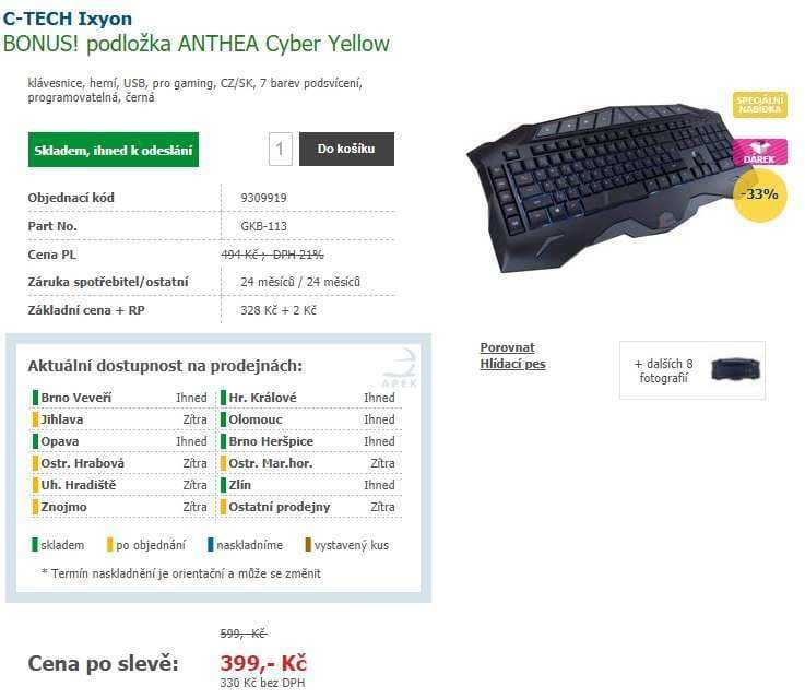 Herní klávesnice C-Tech + podložka