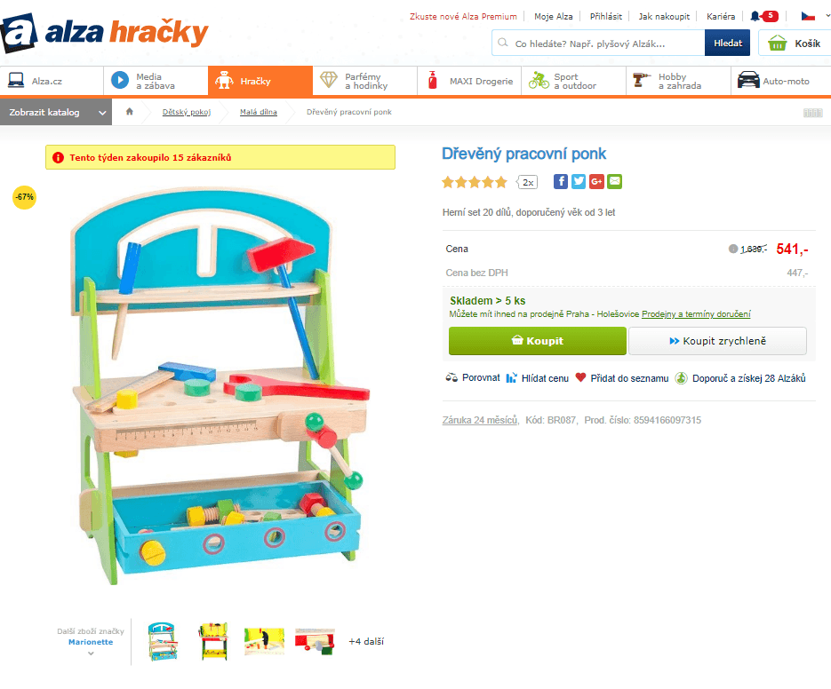 Dětský dřevěný pracovní ponk