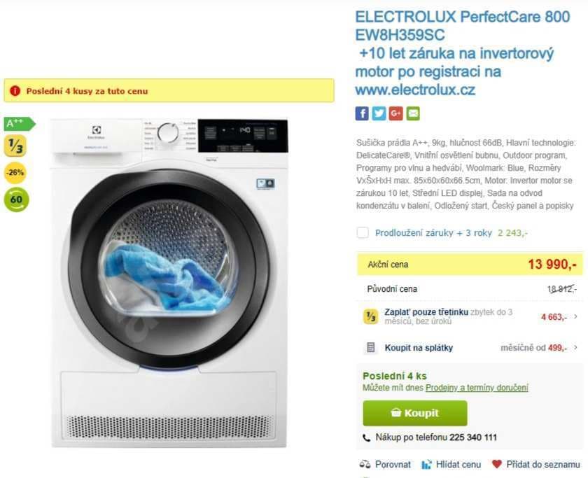 Sušička prádla Electrolux, 9 kg