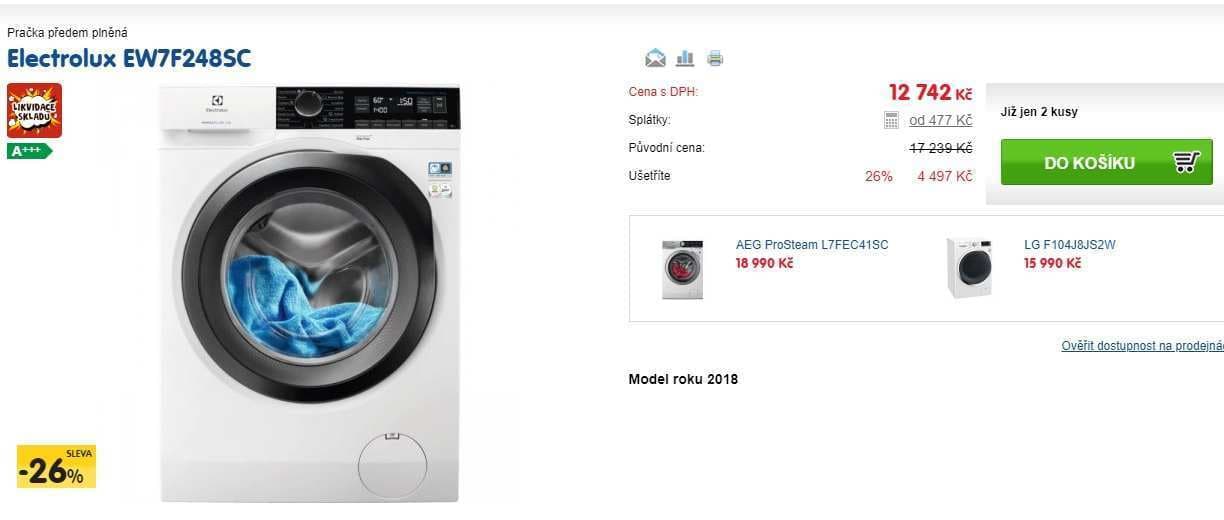 Pračka Electrolux, 8kg, pára, 1400 ot., A+++
