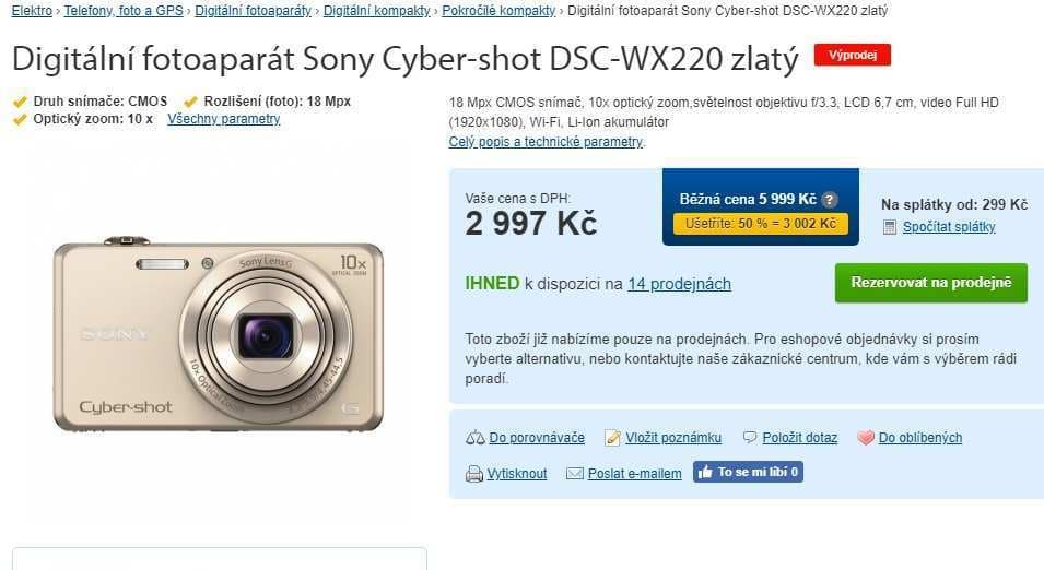 Sony, 18,2MPx, 10x zoom, Wifi