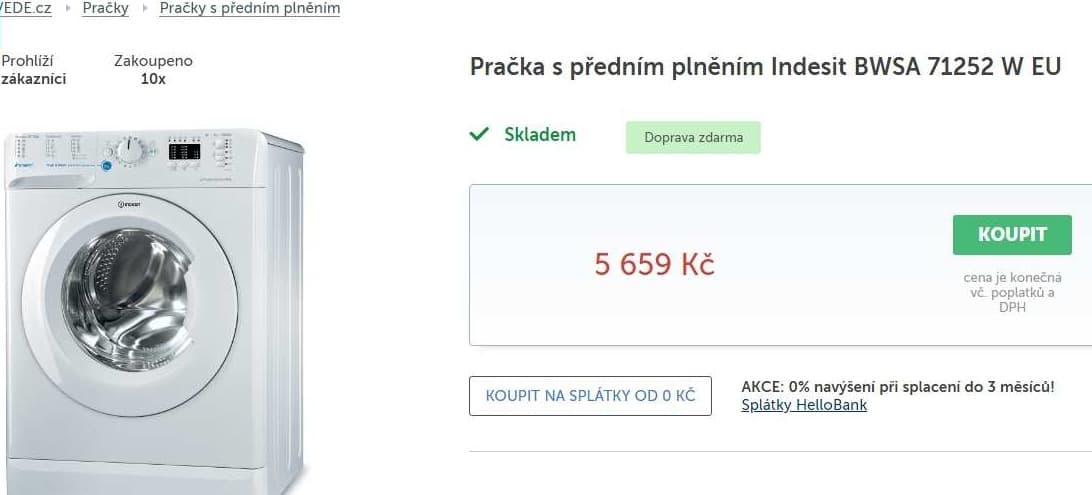 Indesit, 7kg, 1200 ot., A++, 44cm
