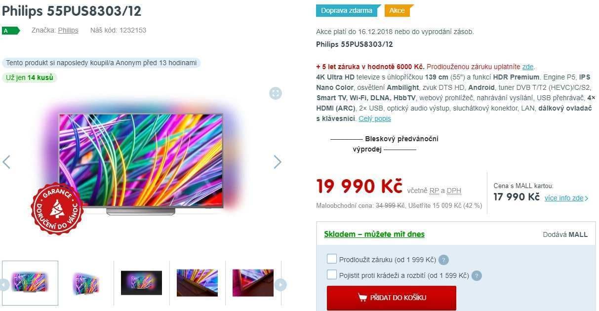 Ultra HD Smart TV, HDR, 138cm, Ambilight, Philips