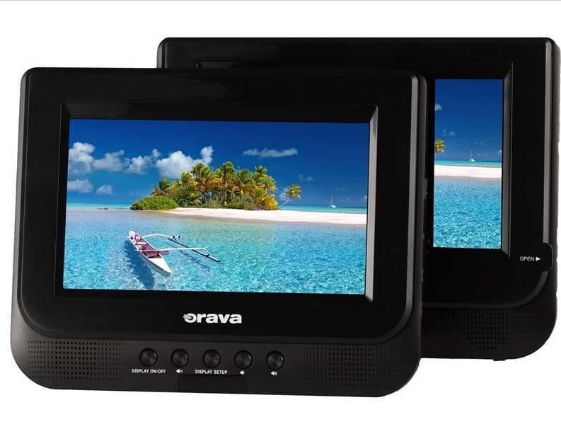 přenosný DVD přehrávač,2 monitory, Orava
