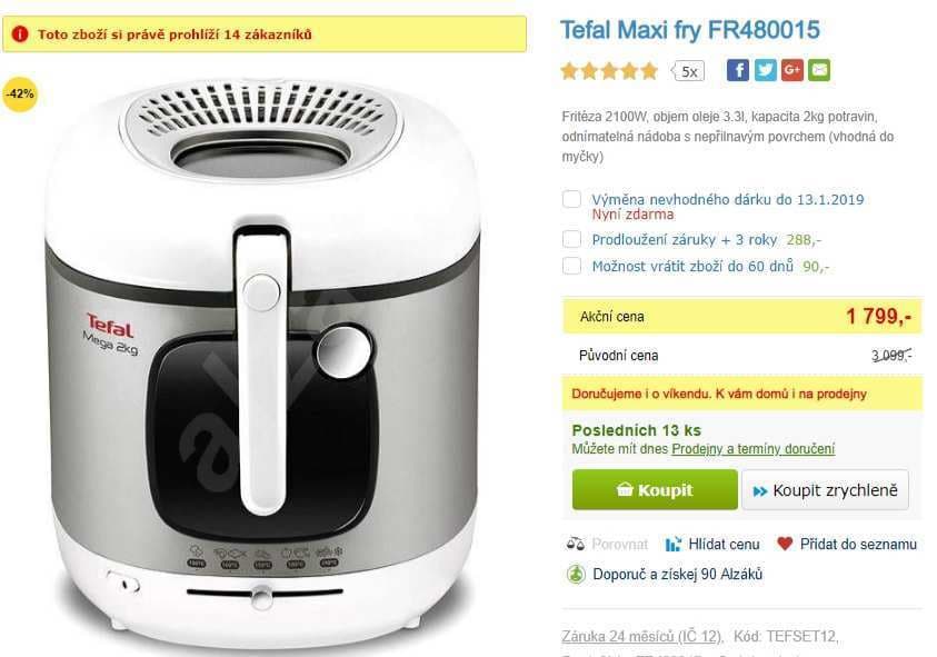 XXL fritéza TEFAL, 3,3 litru