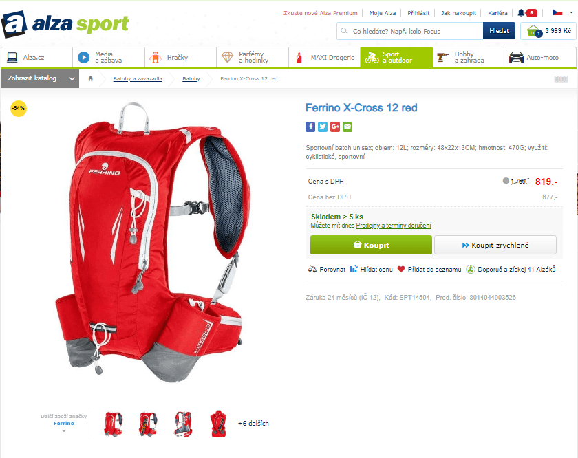 Sportovní batoh Ferrino X-Cross 12 red