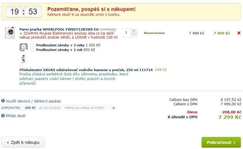 Parní pračka Whirlpool, 7kg, 1200 ot., A+++