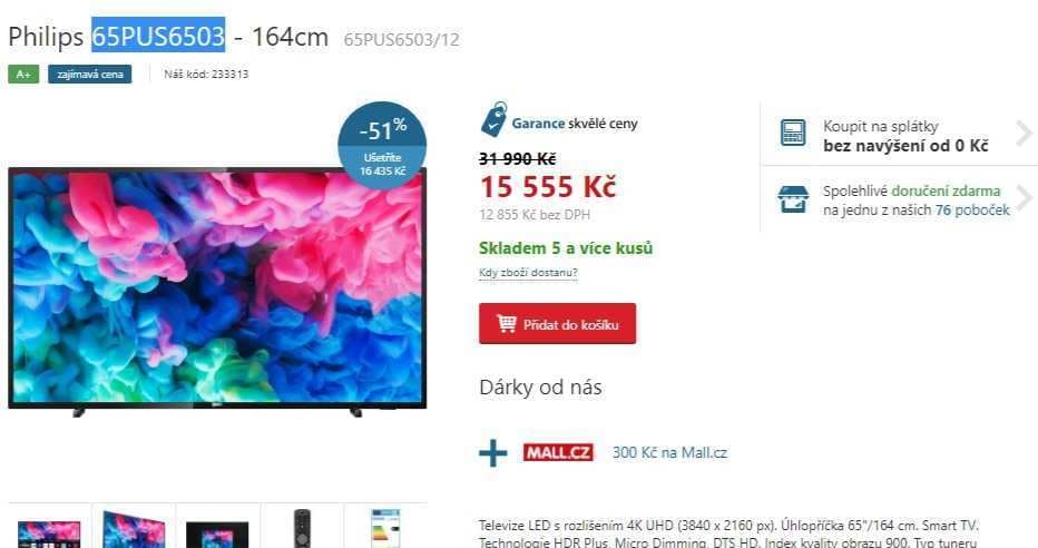 Ultra HD Smart TV, HDR, 164cm, Philips