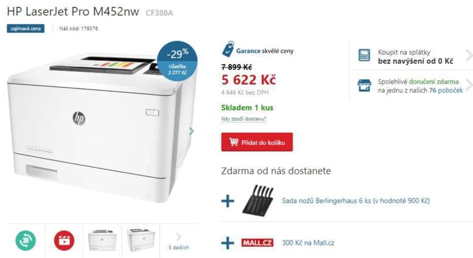 Barevná laser tiskárna HP, Wifi