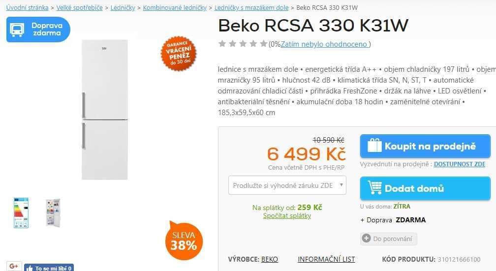Lednice Beko, 185 cm