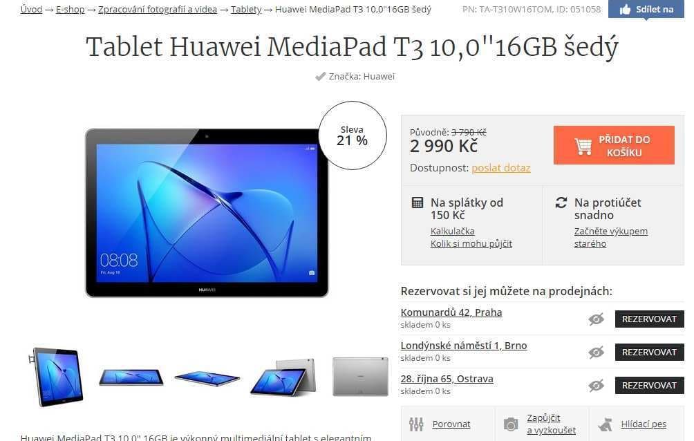 Tablet Huawei, 4x 1,4GHz, 2GB RAM, 9,6"