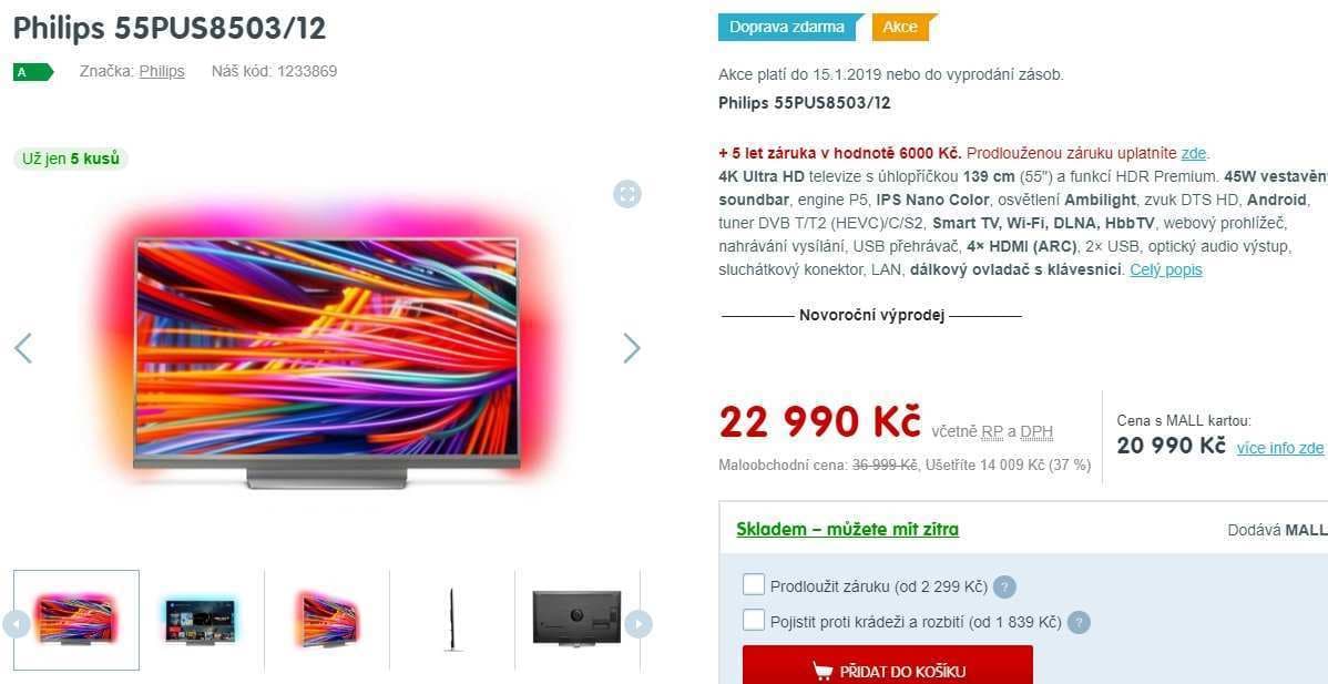 4K, Smart TV, HDR, Ambilight, 139cm, Philips