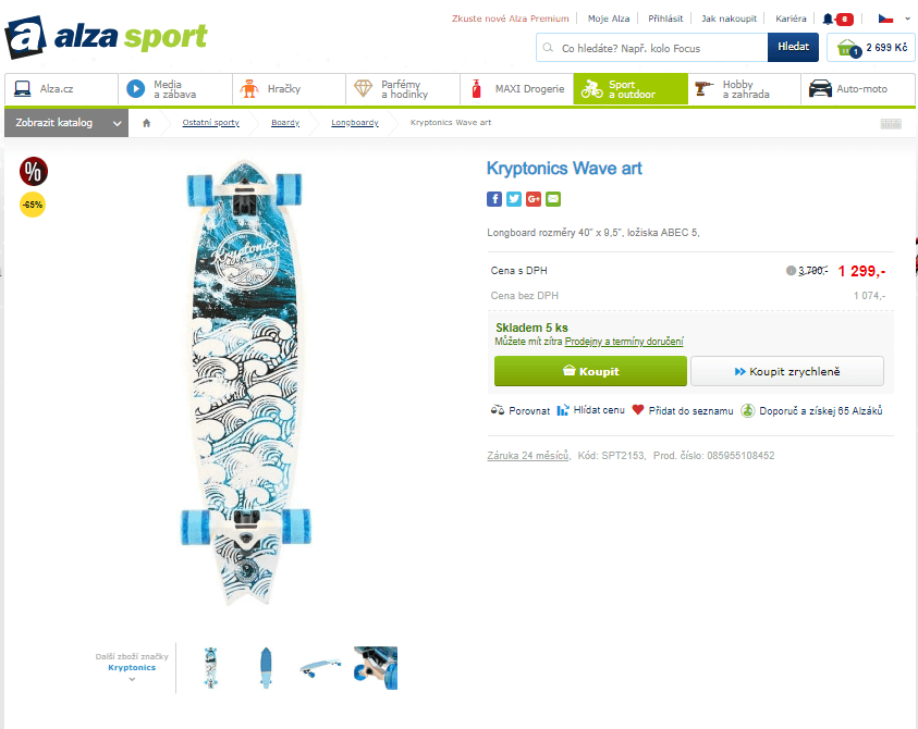 Designový longboard Kryptonics 40" 