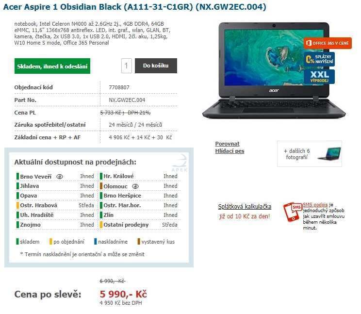 Acer, 2,6GHz, 4GB RAM, 15,6"