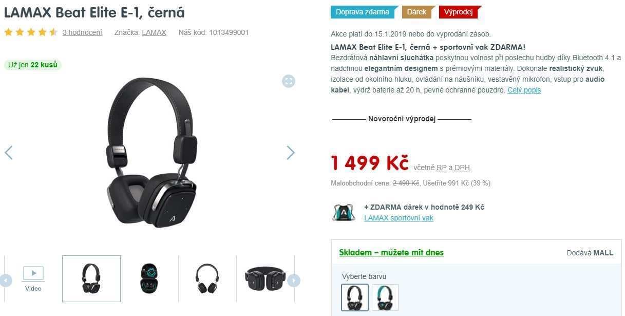 Bezdrátová sluchátka LAMAX Elite E-1