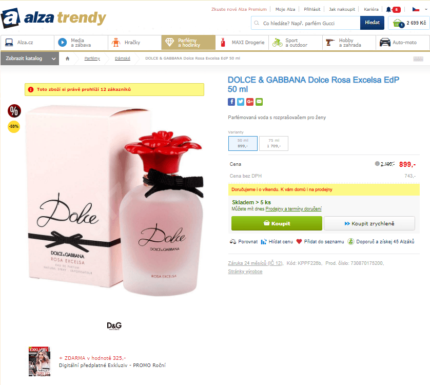 Dolce & Gabbana Rosa Excelsa EdP 50 ml