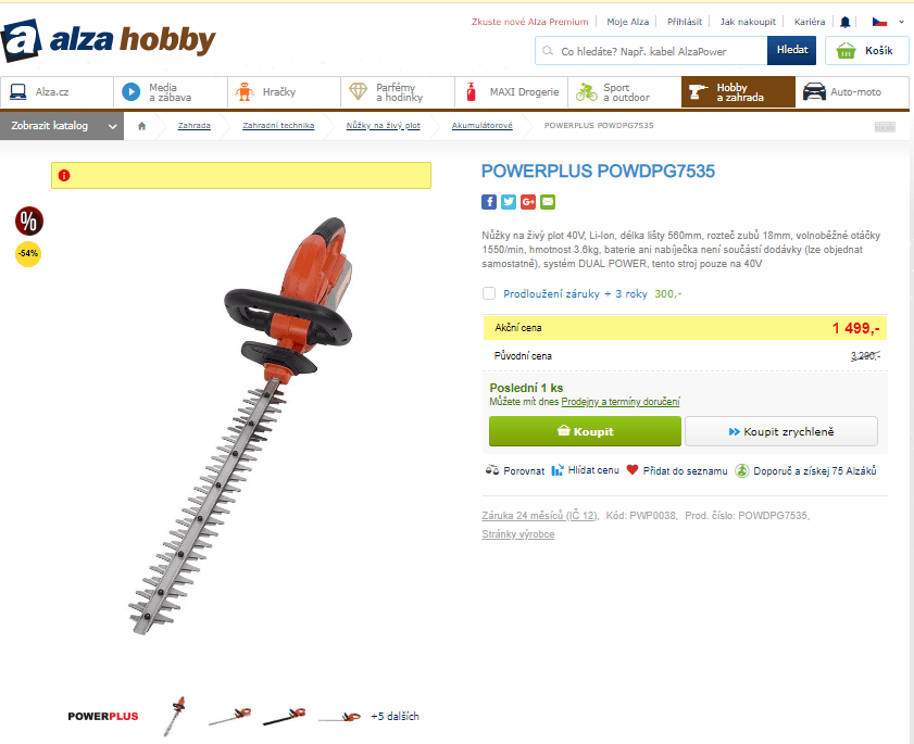 Nůžky na živý plot PowerPlus 