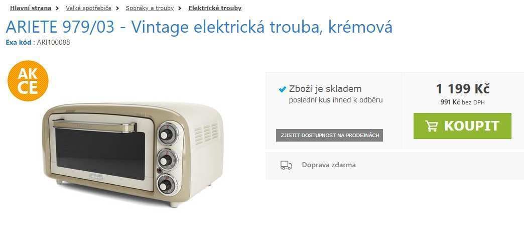 Elektrická trouba Ariete 979, retro design