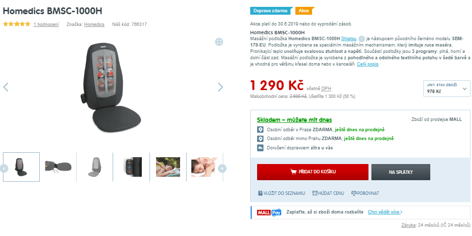 Masážní podložka Homedics