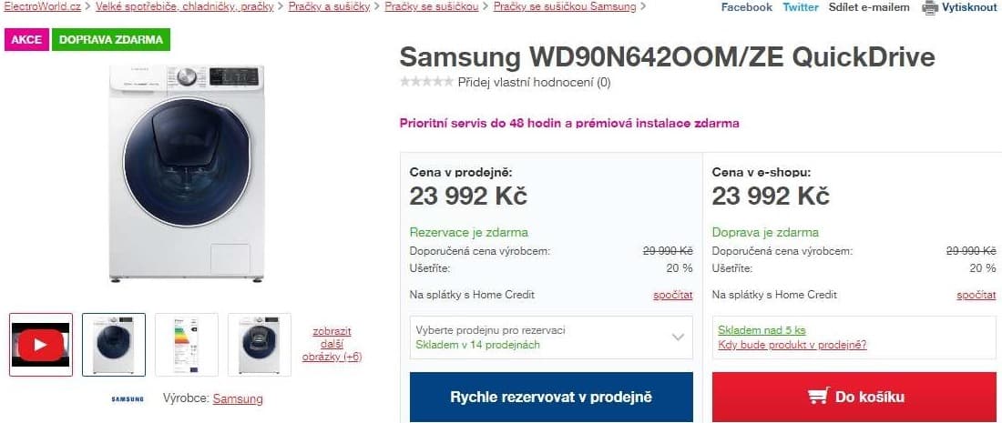 Pračka se sušičkou Samsung, 9/5kg, 1400 ot.
