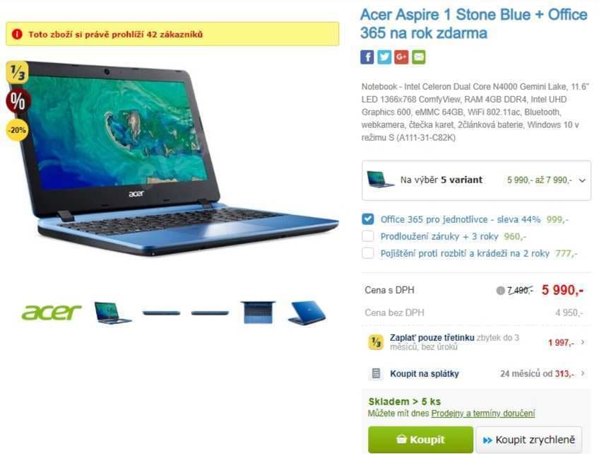 Acer, 2,6GHz, 4GB RAM, 11,6", 1,25kg