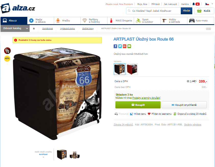 Úložný box Route 66 / 54×53×57 cm