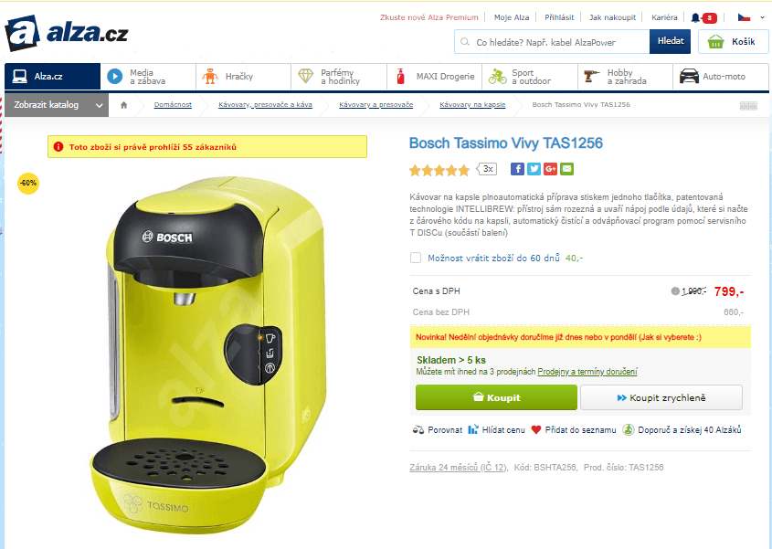 Kávovar na kapsle Tassimo Vivy