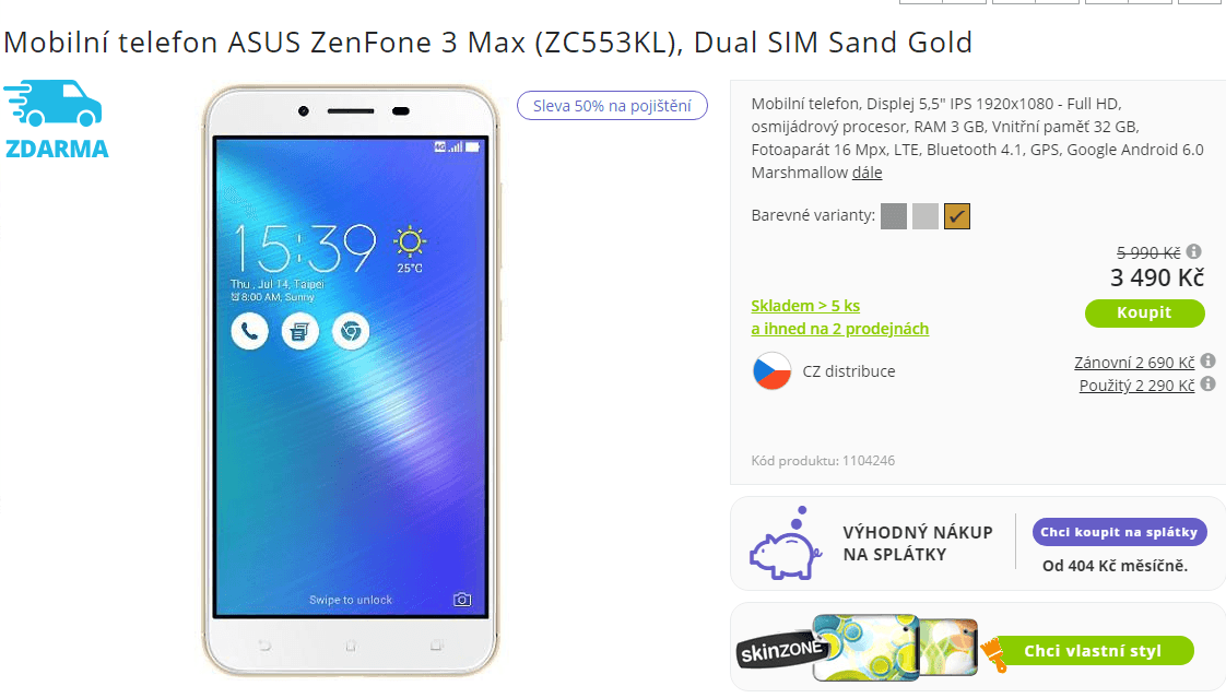 Asus, 8x 1,4GHz, 3GB RAM, 5,5", LTE